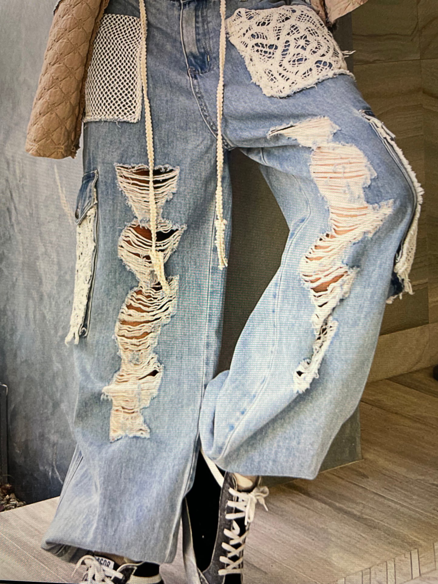 Denim Lace Joggers