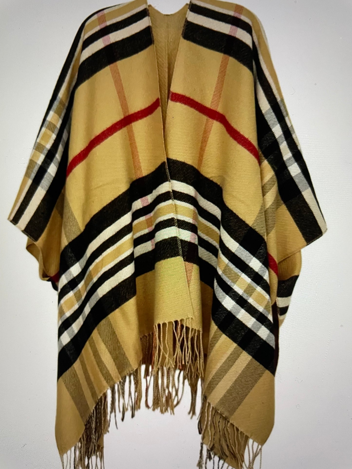 Plaid Fringe Warm Wrap