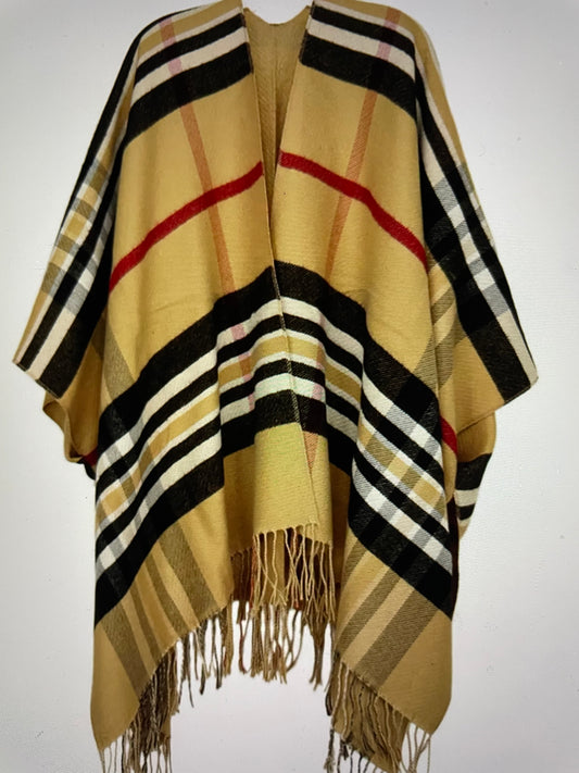 Plaid Fringe Warm Wrap